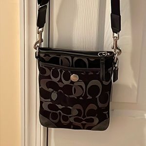 Coach Black & Grey Canvas Crossbody - EUC